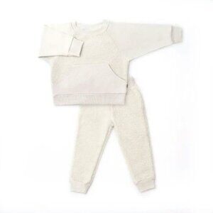 Goumi Kids Sherpa 2 Piece Sweatsuit in Alabaster - 4T